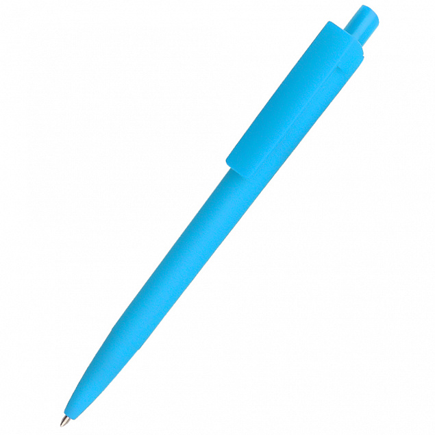 Ручка пластиковая Agata софт-тач, голубая с логотипом в Москве заказать по выгодной цене в кибермаркете AvroraStore