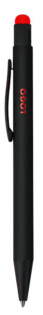 Ручка шариковая Raven (черная с красным) с логотипом в Москве заказать по выгодной цене в кибермаркете AvroraStore
