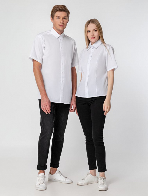 Рубашка мужская с коротким рукавом Collar, белая с логотипом в Москве заказать по выгодной цене в кибермаркете AvroraStore