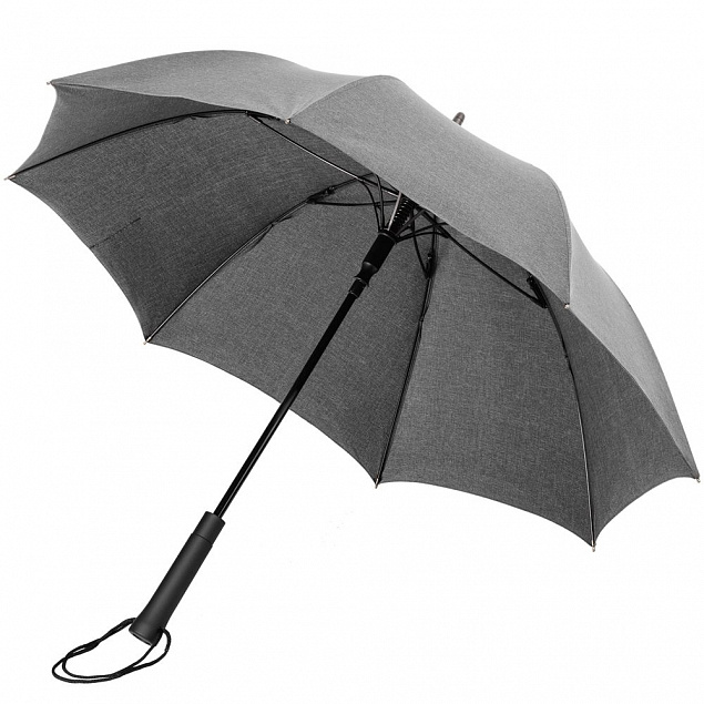Зонт-трость rainVestment, светло-серый меланж с логотипом в Москве заказать по выгодной цене в кибермаркете AvroraStore