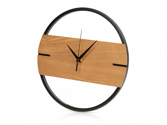Деревянные часы с металлическим ободом «Time Wheel» с логотипом в Москве заказать по выгодной цене в кибермаркете AvroraStore