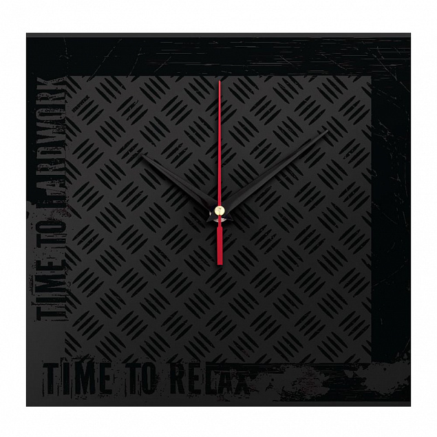 Часы настенные стеклянные Hard Work Black с логотипом в Москве заказать по выгодной цене в кибермаркете AvroraStore