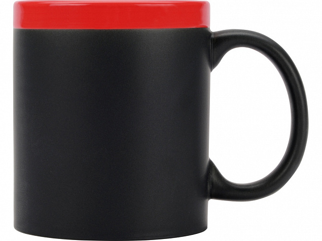 Кружка с покрытием для рисования мелом Да Винчи, черный/красный с логотипом в Москве заказать по выгодной цене в кибермаркете AvroraStore