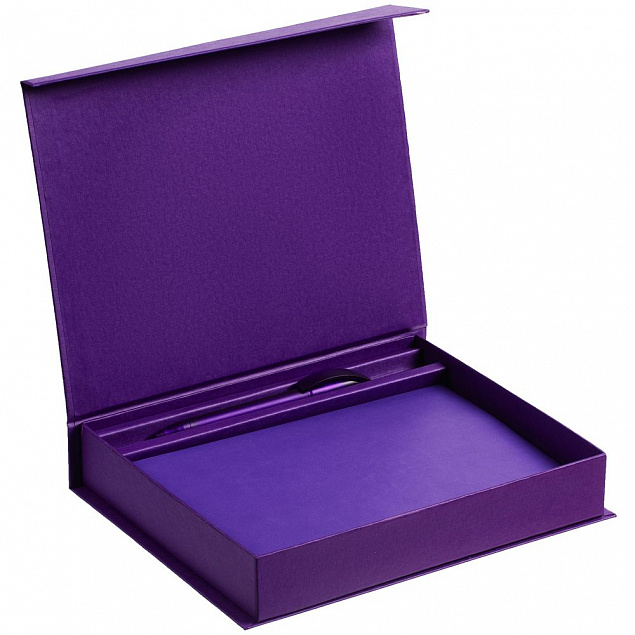Коробка Duo под ежедневник и ручку, фиолетовая с логотипом в Москве заказать по выгодной цене в кибермаркете AvroraStore