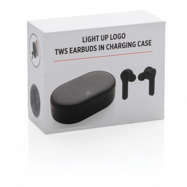 Беспроводные наушники с чехлом для зарядки Light up TWS с логотипом  заказать по выгодной цене в кибермаркете AvroraStore
