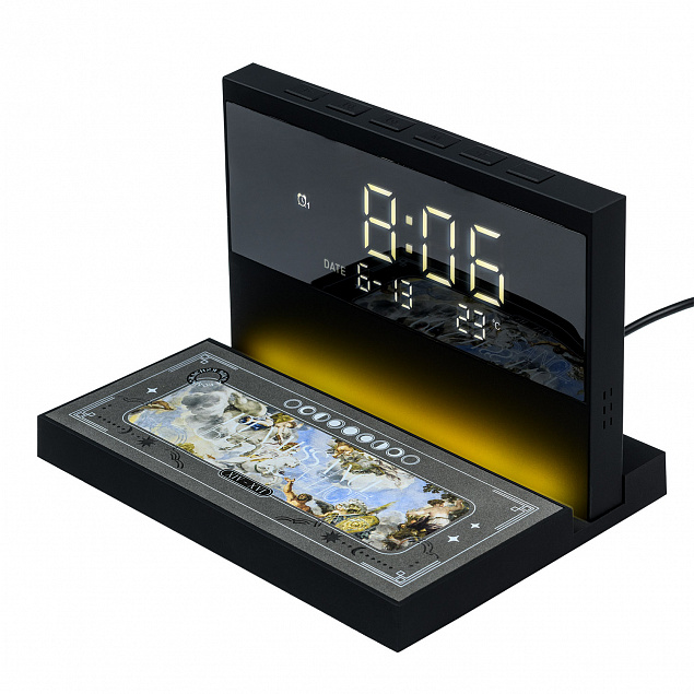 Настольные часы с подсветкой и беспроводной зарядкой 15W Glory Renaissance с логотипом в Москве заказать по выгодной цене в кибермаркете AvroraStore