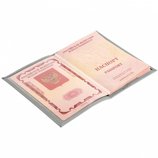 Обложка для паспорта Nubuk, светло-серая с логотипом в Москве заказать по выгодной цене в кибермаркете AvroraStore