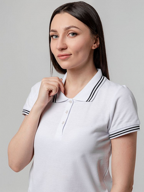 Рубашка поло женская Virma Stripes Lady, белая с логотипом в Москве заказать по выгодной цене в кибермаркете AvroraStore