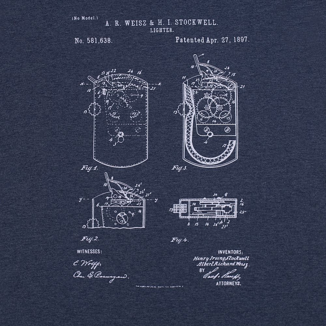 Футболка приталенная Old Patents. Lighter, синий меланж с логотипом в Москве заказать по выгодной цене в кибермаркете AvroraStore