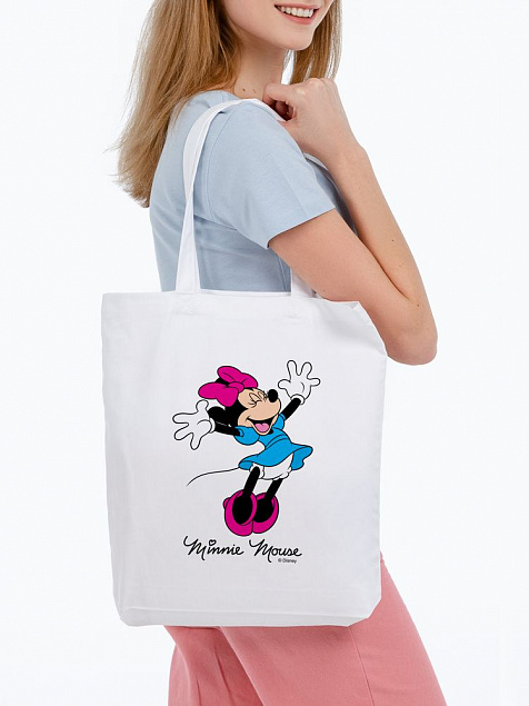 Холщовая сумка «Минни Маус. So Happy!», белая с логотипом в Москве заказать по выгодной цене в кибермаркете AvroraStore