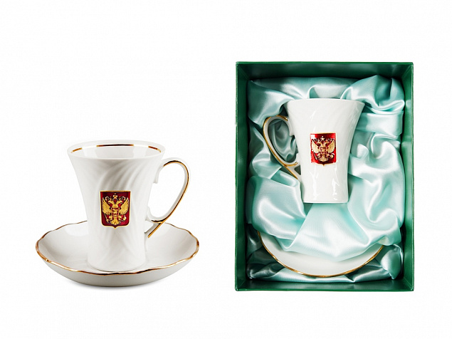 Чайная пара фарфоровая Официальный приём с логотипом в Москве заказать по выгодной цене в кибермаркете AvroraStore