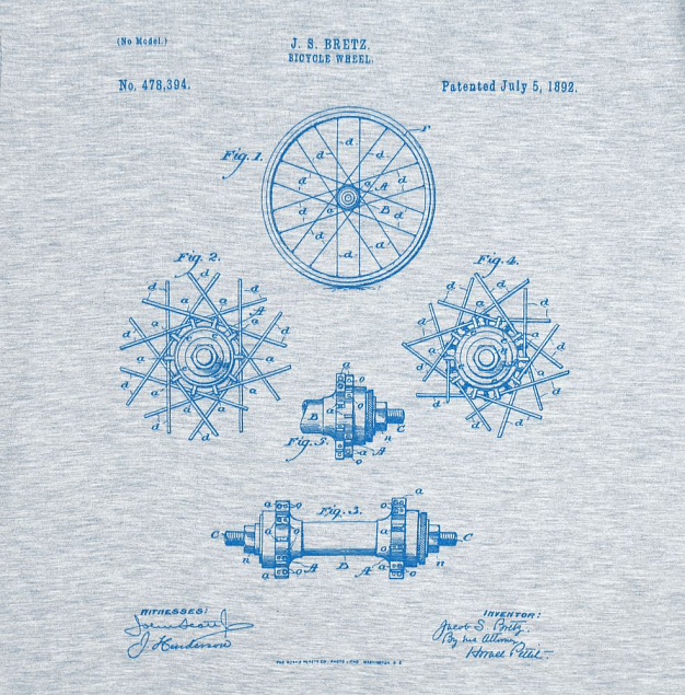 Футболка приталенная Old Patents. Wheel, голубой меланж с логотипом в Москве заказать по выгодной цене в кибермаркете AvroraStore