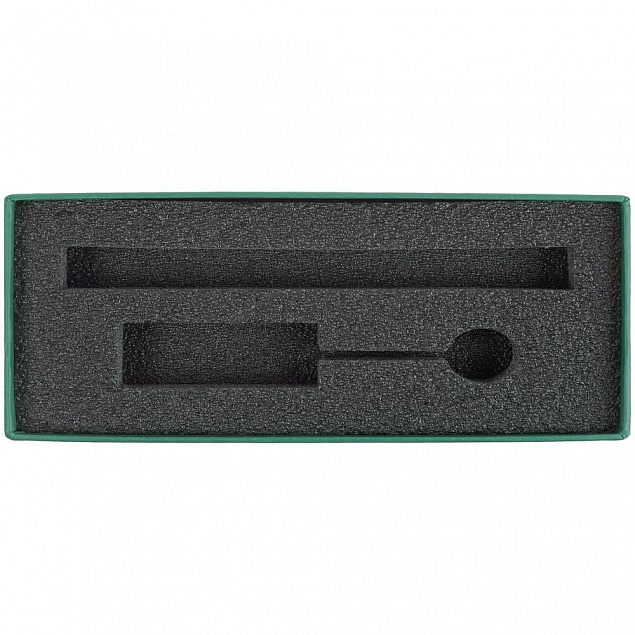Коробка Notes с ложементом для ручки и флешки, зеленая с логотипом в Москве заказать по выгодной цене в кибермаркете AvroraStore