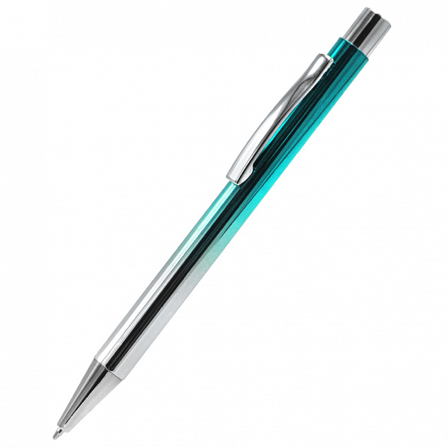 Ручка металлическая Синергия, бирюзовая с логотипом в Москве заказать по выгодной цене в кибермаркете AvroraStore