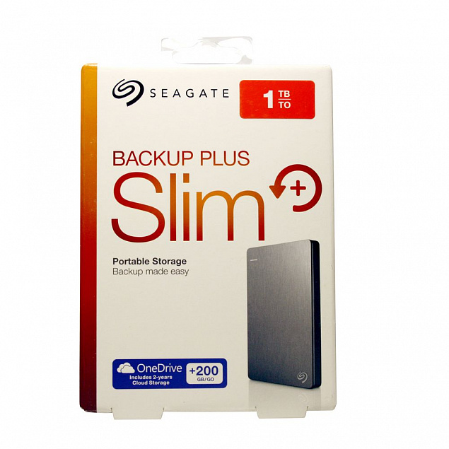 Внешний диск Seagate Backup Slim, USB 3.0, 1Тб, серебристый с логотипом в Москве заказать по выгодной цене в кибермаркете AvroraStore