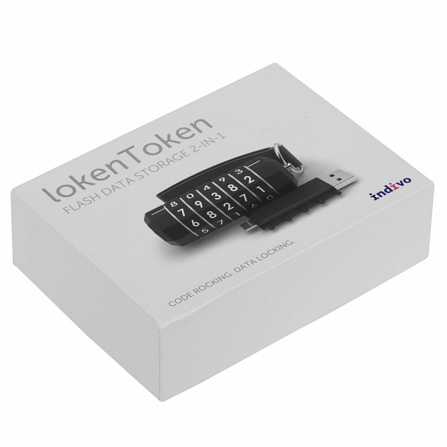 Флешка 2 в 1 с кодовым замком lokenToken 16 Гб, черная с логотипом в Москве заказать по выгодной цене в кибермаркете AvroraStore