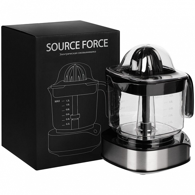 Электрическая соковыжималка для цитрусовых Source Force, серебристо-черная с логотипом  заказать по выгодной цене в кибермаркете AvroraStore