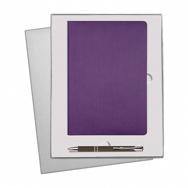 Подарочный набор Rain/Alpha, фиолетовый (ежедневник недат А5, ручка) с логотипом в Москве заказать по выгодной цене в кибермаркете AvroraStore