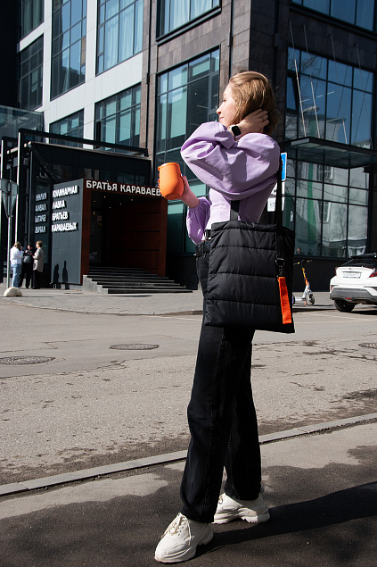 Шоппер Superbag Bubble, с кнопкой (черный) с логотипом в Москве заказать по выгодной цене в кибермаркете AvroraStore