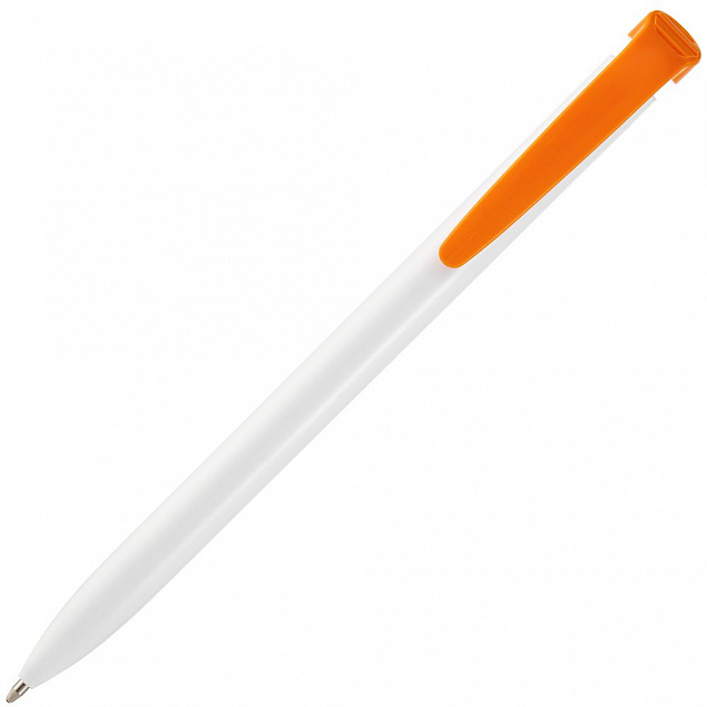 Ручка шариковая Favorite, белая с оранжевым с логотипом в Москве заказать по выгодной цене в кибермаркете AvroraStore