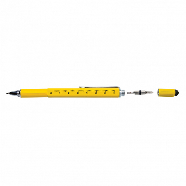 Многофункциональная ручка 5 в 1, желтый с логотипом  заказать по выгодной цене в кибермаркете AvroraStore