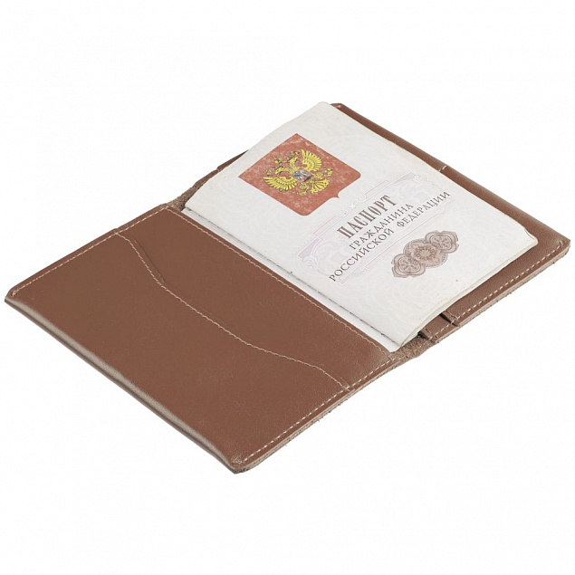 Обложка для паспорта, коричневая с логотипом в Москве заказать по выгодной цене в кибермаркете AvroraStore
