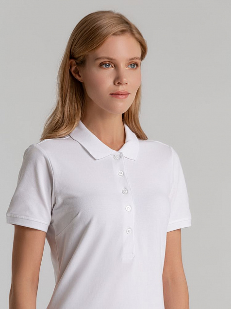 Рубашка поло женская Sunset, белая с логотипом в Москве заказать по выгодной цене в кибермаркете AvroraStore