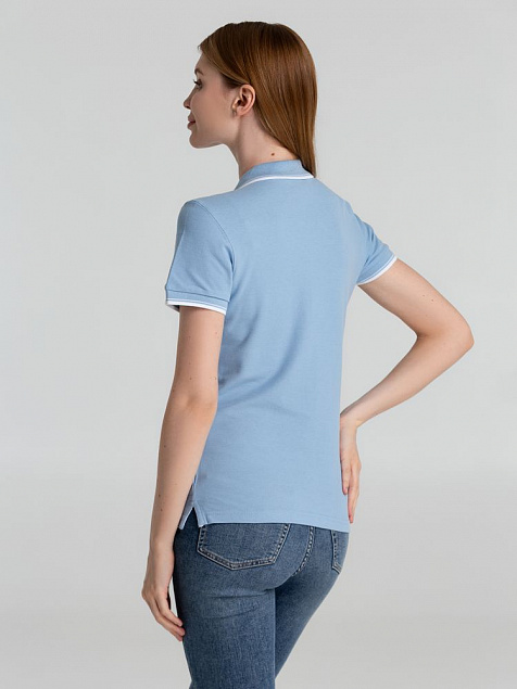 Рубашка поло женская Practice women 270, голубая с белым с логотипом в Москве заказать по выгодной цене в кибермаркете AvroraStore