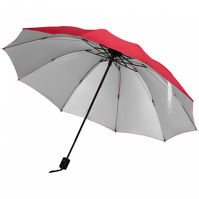Зонт наоборот складной Stardome, красный с серебристым с логотипом в Москве заказать по выгодной цене в кибермаркете AvroraStore