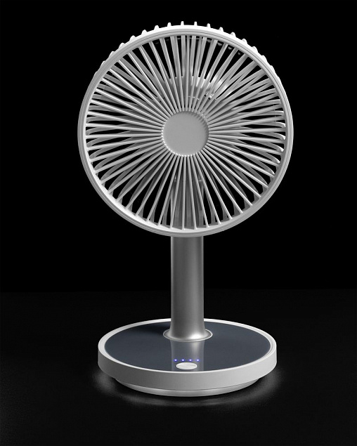Настольный беспроводной вентилятор с подсветкой inBreeze, белый c серым с логотипом в Москве заказать по выгодной цене в кибермаркете AvroraStore