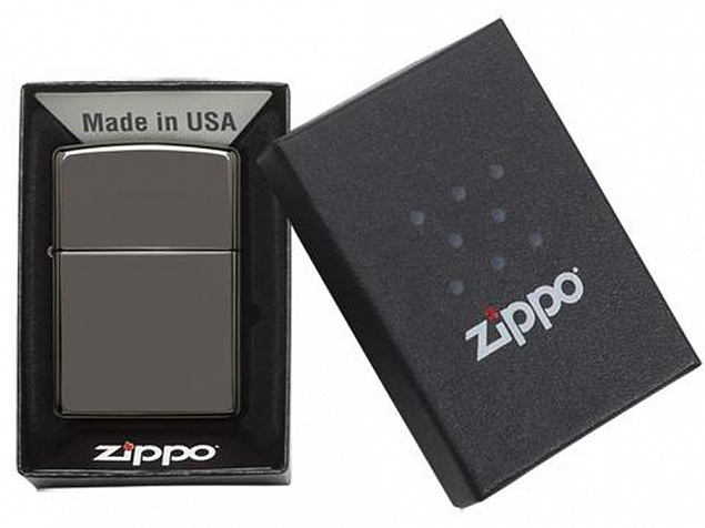 Зажигалка ZIPPO Classic с покрытием Black Ice® с логотипом в Москве заказать по выгодной цене в кибермаркете AvroraStore