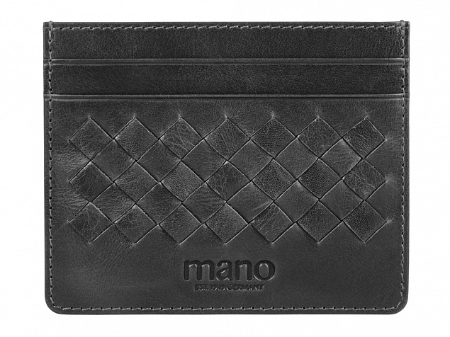 Портмоне для кредитных карт Mano Don Luca, натуральная кожа в черном цвете, 10,3 х 8,3 см с логотипом в Москве заказать по выгодной цене в кибермаркете AvroraStore