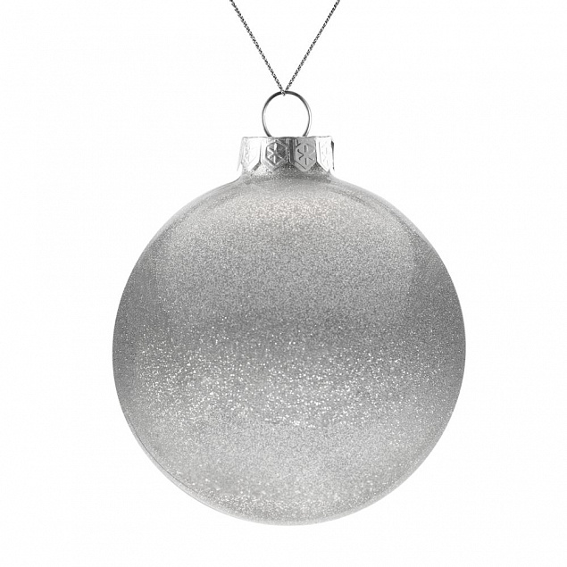 Елочный шар Finery Gloss, 10 см, глянцевый серебристый с глиттером с логотипом в Москве заказать по выгодной цене в кибермаркете AvroraStore