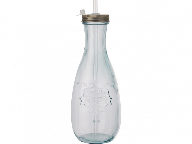 Polpa Бутылка с соломинкой из переработанного стекла , прозрачный с логотипом в Москве заказать по выгодной цене в кибермаркете AvroraStore