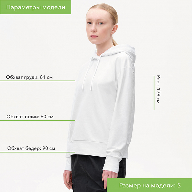 Худи с капюшоном  ALEX , белый, размер S с логотипом в Москве заказать по выгодной цене в кибермаркете AvroraStore