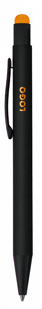 Ручка шариковая Raven (черная с оранжевым) с логотипом в Москве заказать по выгодной цене в кибермаркете AvroraStore