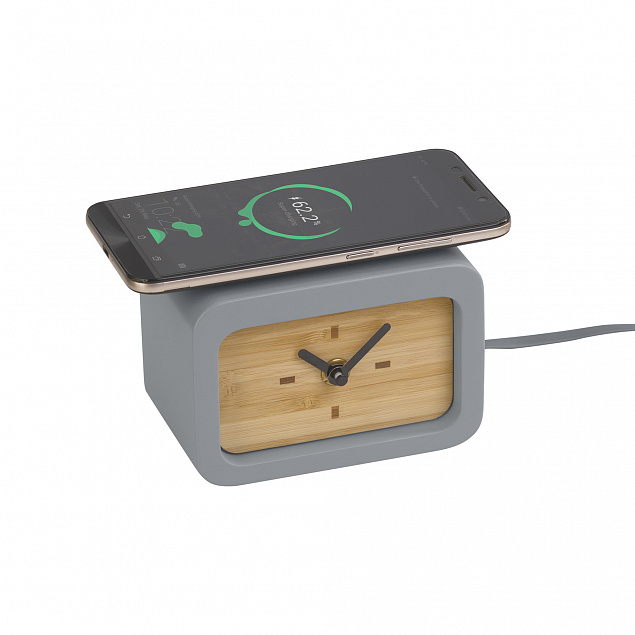 Часы "Stonehenge" с беспроводным зарядным устройством, камень/бамбук с логотипом в Москве заказать по выгодной цене в кибермаркете AvroraStore