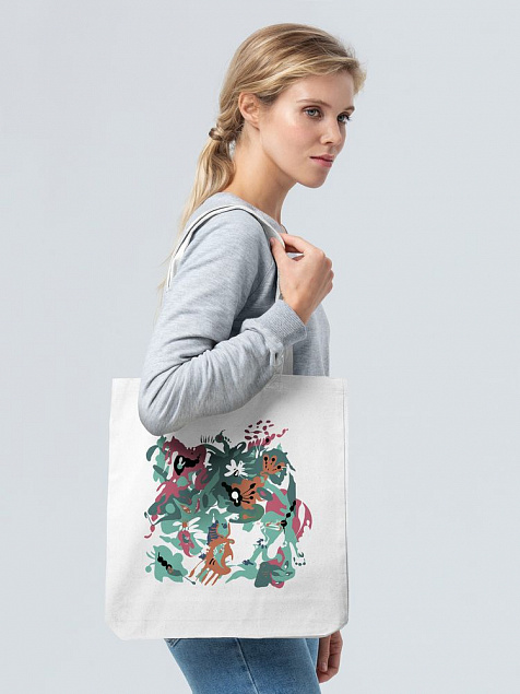 Холщовая сумка Floral, молочно-белая с логотипом в Москве заказать по выгодной цене в кибермаркете AvroraStore