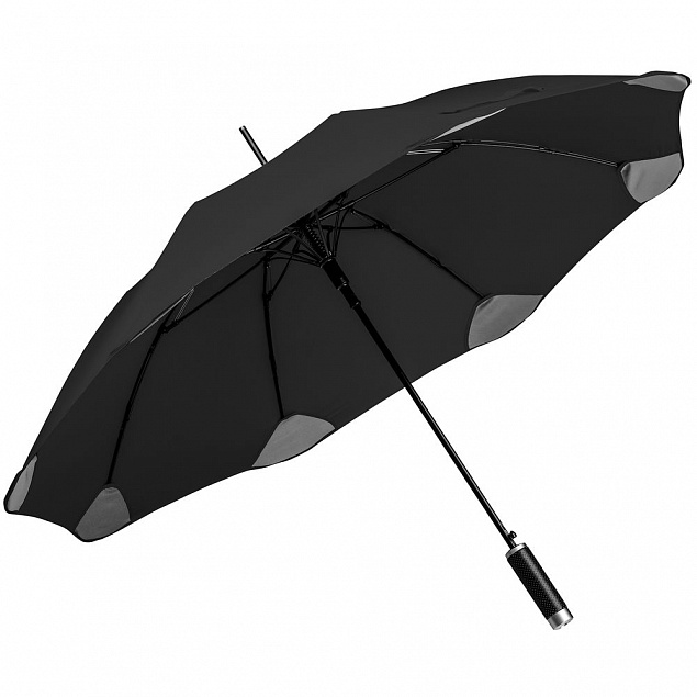 Зонт-трость Pulla, черный с логотипом в Москве заказать по выгодной цене в кибермаркете AvroraStore