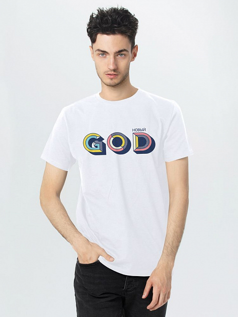 Футболка мужская «Новый GOD», белая с логотипом в Москве заказать по выгодной цене в кибермаркете AvroraStore