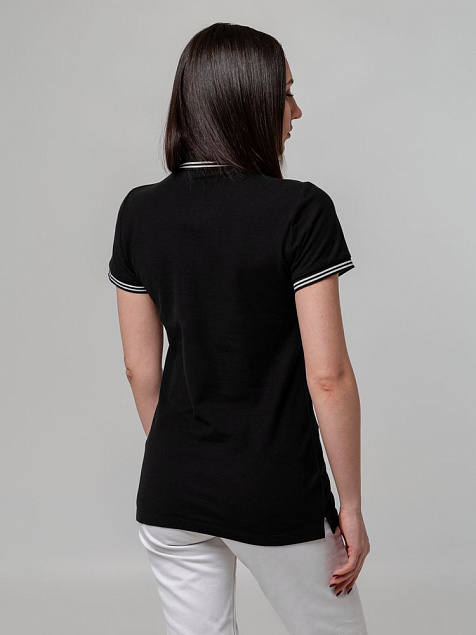 Рубашка поло женская Virma Stripes Lady, черная с логотипом в Москве заказать по выгодной цене в кибермаркете AvroraStore