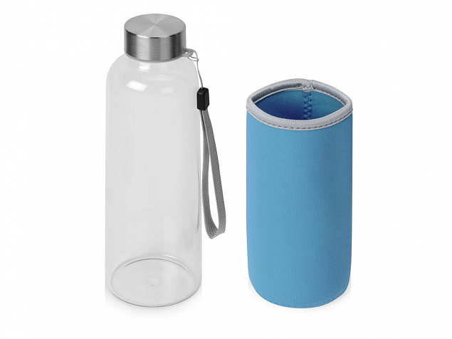 Бутылка для воды Pure c чехлом, 420 мл, голубой с логотипом в Москве заказать по выгодной цене в кибермаркете AvroraStore