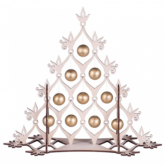 Сборная елка «Новогодний ажур», с золотистыми шариками с логотипом в Москве заказать по выгодной цене в кибермаркете AvroraStore
