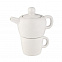 Набор чайный "Вавилон": чайник с чашкой, белый с логотипом в Москве заказать по выгодной цене в кибермаркете AvroraStore