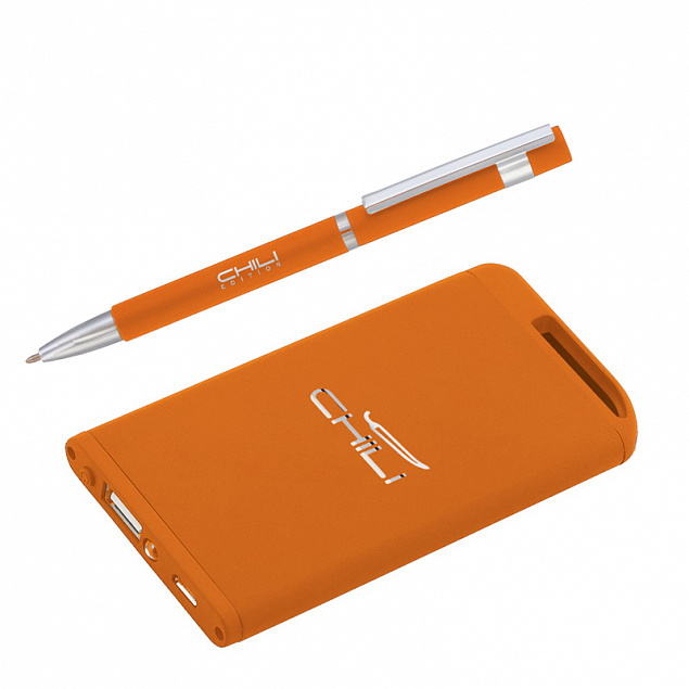 Набор ручка + зарядное устройство 4000 mAh в футляре, покрытие soft touch с логотипом в Москве заказать по выгодной цене в кибермаркете AvroraStore