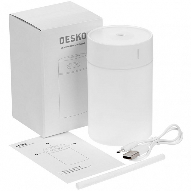 Настольный увлажнитель Desko, белый с логотипом  заказать по выгодной цене в кибермаркете AvroraStore