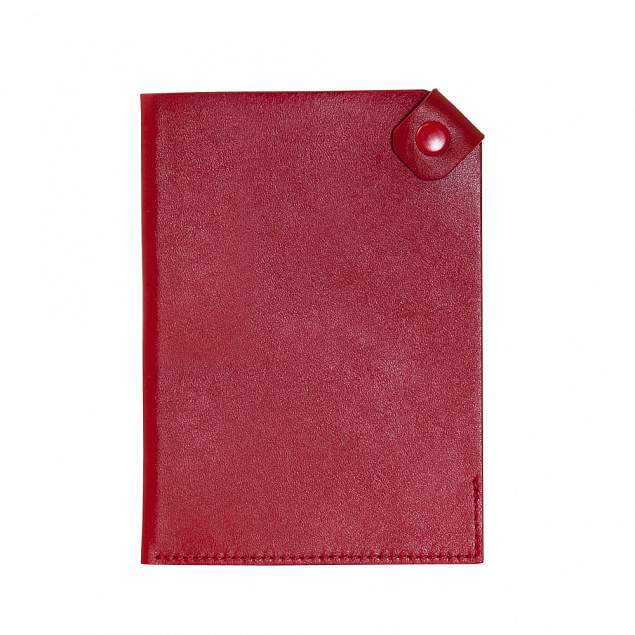 Чехол для паспорта PURE 140*90 мм., застежка на кнопке, натуральная кожа (гладкая), красный с логотипом в Москве заказать по выгодной цене в кибермаркете AvroraStore