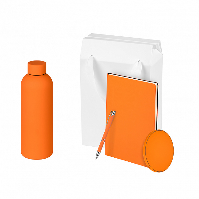 Подарочный набор Prima, оранжевый (термокружка, ежедневник, зарядное устройство, ручка) с логотипом в Москве заказать по выгодной цене в кибермаркете AvroraStore