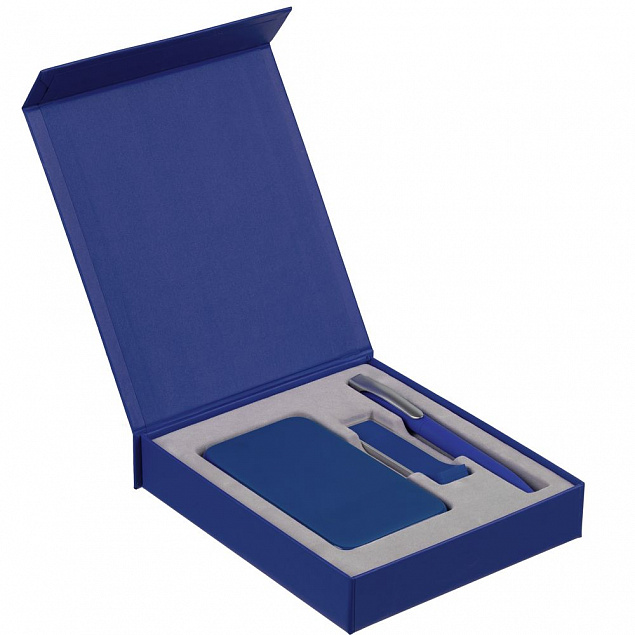 Коробка Latern для аккумулятора 5000 мАч, флешки и ручки, синяя с логотипом в Москве заказать по выгодной цене в кибермаркете AvroraStore