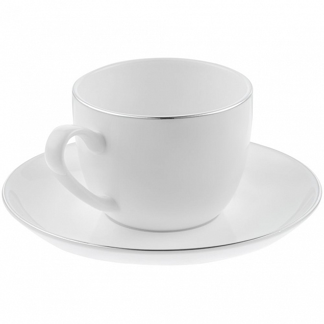 Кофейная пара Mansion Select, белая с серебристой отводкой с логотипом в Москве заказать по выгодной цене в кибермаркете AvroraStore